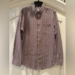 Van Heusen Men's Maroon and White Checkered Shirt, New Without Tags.